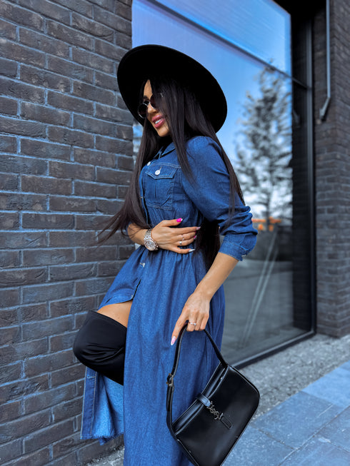 Džinsa kleita "Denim Idea" K3339 - TUMŠI ZILA